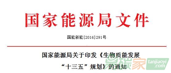 能源局印發《生物質能發展十三五規劃》